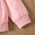 Kid Girl Letter Cute Cat Print Pocket Design Hooded Sweatshirt Pink image 5
