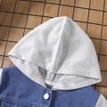 Kid Girl Faux-two Splice Button Design Hooded Denim Jacket Blue image 3