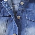Kid Girl Faux-two Splice Button Design Hooded Denim Jacket Blue