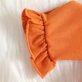 2pcs Kid Girl Floral Print Sleeveless Dress and Ruffled Long-sleeve Orange Cardigan Set KHAKI image 4