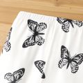 Kid Girl Butterfly Print Elasticized Leggings White