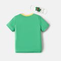 Superman Kid Boy Trendy Letter Print Short-sleeve Tee with Face Mask Green