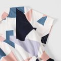 Family Matching Allover Geo Print V Neck Belted Short-sleeve Dresses and Colorblock T-shirts Sets ColorBlock