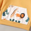 2pcs Baby Girl Allover Cartoon Animal Print Long-sleeve Sweatshirt and Pants Set Color block
