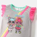 L.O.L. SURPRISE! 2pcs Kid Girl Graphic Print Striped Print Flutter-sleeve Tee and Pink Pants Set Roseo image 2