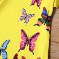 Kid Girl Butterfly Print Ruffle Short-sleeve Dress Yellow