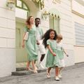 Family Matching Green Short-sleeve Tulip-Hem Dresses and Colorblock T-shirts Sets Mint Green image 5