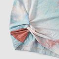 Family Matching Tie Dye Short-sleeve Twist Knot Bodycon Dresses and T-shirts Sets Colorful image 4