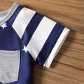 2pcs Baby Boy Allover Stars & Striped Short-sleeve Spliced T-shirt and Shorts Set Color block image 3