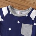 2pcs Baby Boy Allover Stars & Striped Short-sleeve Spliced T-shirt and Shorts Set Color block image 4