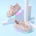 Toddler / Kid Lace Up LED Flying Woven Sneakers Pink image 3