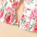 Baby Girl Ruffle Spaghetti Strap Hollow Out Bowknot Splicing Floral Print Bell Bottom Jumpsuit Pink image 5