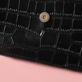 Kids Faux Pearl Decor Croc Embossed Satchel Bag Black