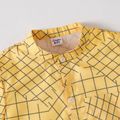 2pcs Kid Boy Stand Collar Allover Print Short-sleeve Short and Elasticized Khaki Pants Set Yellow