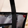 Portable Mesh Shoulder Tote Bag Travel Beach Bag for Mom and Me Black image 3