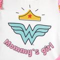 Wonder Woman 2pcs Toddler Girl Ruffled Short-sleeve White Tee and Bowknot Design Pink Skirt Set Pink image 3