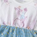 Dress Like Wind Toddler Girl 100% Cotton Deer Print Mesh Layered Short-sleeve Pink or Blue Dress Light Blue