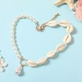Shell and Faux Pearl Decor Necklace for Girls White