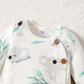 Baby Boy/Girl Button Front Allover Koala Print Long-sleeve Jumpsuit White image 4