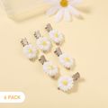 6-pack Floral Daisy Decor Hair Clip for Girls White