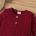 2pcs Baby Boy/Girl Solid Cable Knit Long-sleeve Romper and Pants Set WineRed