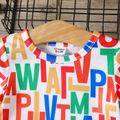 2pcs Baby Boy 100% Cotton Ripped Shorts and Allover Colorful Letter Print Short-sleeve T-shirt Set Colorful