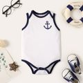 2-Pack Baby Girl 100% Cotton Anchor Print Sleeveless Tank Rompers Set ColorBlock