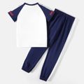 Superman 2pcs Kid Boy Letter Print Short Raglan Sleeve Cotton Tee and Elasticized Pants Set blueblack