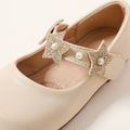 Toddler / Kid Faux Pearl Glitter Stars Decor Flats Mary Jane Shoes Beige image 4