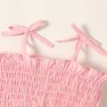 2pcs Baby Girl 100% Cotton Frill Trim Shirred Camisole and Allover Ice Cream Cone Print Shorts Set Pink image 2