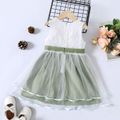 Dress Like Wind Toddler Girl Bow Decor Lace and Mesh Layered Sleeveless Green Dress Green