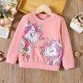 Toddler Girl Unicorn Print Pink Pullover Sweatshirt pink
