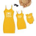 Love Heart & Letter Embroidered Yellow Rib Knit Bodycon Dress for Mom and Me Yellow image 1