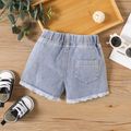 Baby Girl Letter Print Splicing Ripped Denim Shorts Blue image 2