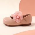 Toddler / Kid Faux Pearl Flower Decor Pink Flats Mary Jane Shoes Pink image 3