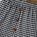 2-piece Toddler Girl Ribbed Dots Mesh Splice Long-sleeve Tee and Plaid Skirt Set BlackandWhite