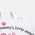 Peppa Pig 2pcs Toddler Girl Letter Print Ruffled Short-sleeve Tee and Bowknot Design Denim Shorts Set White