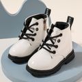 Toddler / Kid Side Zipper Lace Up Front White Boots White image 2