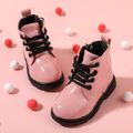 Toddler / Kid Side Zipper Lace Up Front Pink Boots Pink image 1