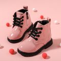 Toddler / Kid Side Zipper Lace Up Front Pink Boots Pink