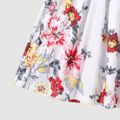 Family Matching Cotton Solid Flutter-sleeve Spliced Floral Print Dresses and Colorblock Short-sleeve Polo Shirts Sets WineRed image 5