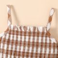 100% Cotton Baby Girl Frill Trim Shirred Plaid Cami Dress PLAID image 3