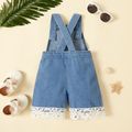 Baby Girl Lace Splice Denim Overalls Shorts Blue image 2