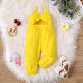 Baby Girl Fluorescent Color Ruched Bust Cut Front Cami Jumpsuit Yellow image 1