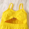 Baby Girl Fluorescent Color Ruched Bust Cut Front Cami Jumpsuit Yellow image 4