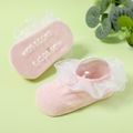 Baby / Toddler Lace Trim Solid Antiskid Glue Socks Pink