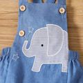 Baby Boy/Girl Cartoon Elephant Embroidered Denim Overalls Shorts DENIMBLUE