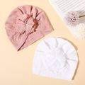 2-pack Baby / Toddler Solid Floral Decor Ribbed Turban Hat Multi-color