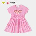 Wonder Woman Toddler Girl Stars Allover Print Short-sleeve Pink Dress Pink image 1