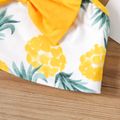 Baby Girl Bow Front Allover Pineapple Print Ruffle Trim Tank Top Color block image 5